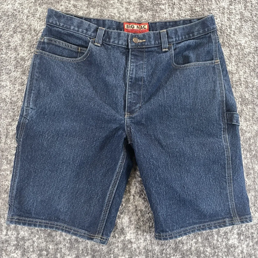 Big Mac Carpenter Shorts Mens 36x11 Blue Denim Wide Leg Outdoor